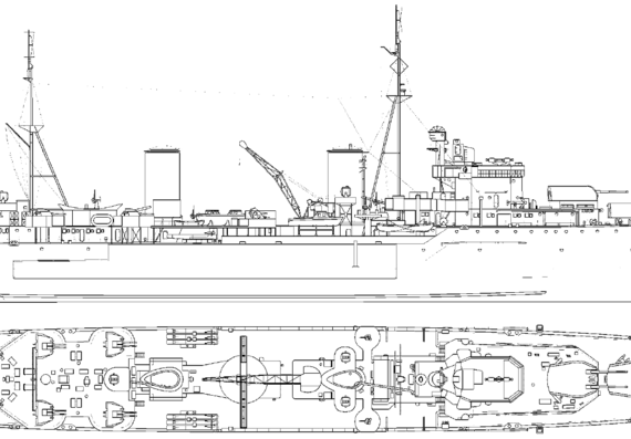 Корабль HMS Galatea [Light Cruiser] (1941) - чертежи, габариты, рисунки